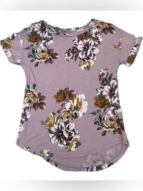 Maurices Lavender Floral Short Sleeve Tee